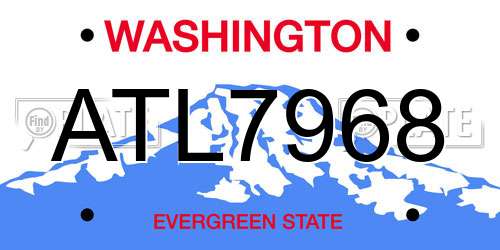 ATL7968 Washington License Plate