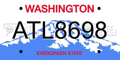 ATL8698 Washington License Plate