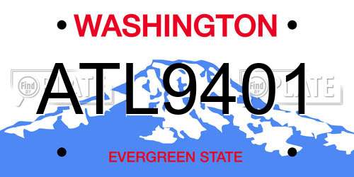 ATL9401 Washington License Plate