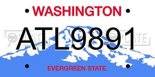 ATL9891 Washington License Plate