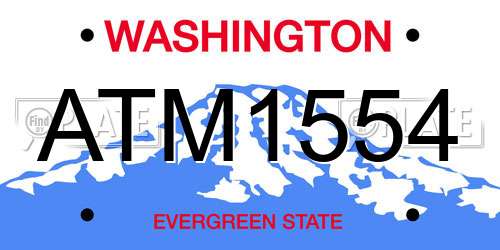 ATM1554 Washington License Plate