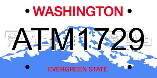 ATM1729 Washington License Plate