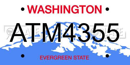 ATM4355 Washington License Plate