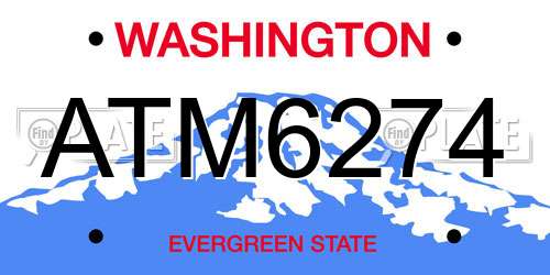 ATM6274 Washington License Plate