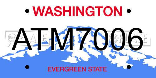 ATM7006 Washington License Plate