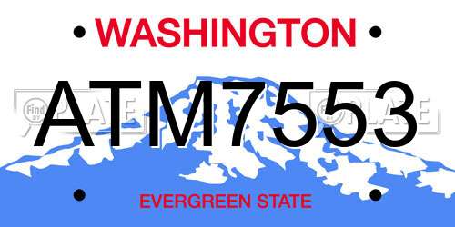 ATM7553 Washington License Plate