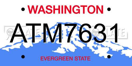 ATM7631 Washington License Plate