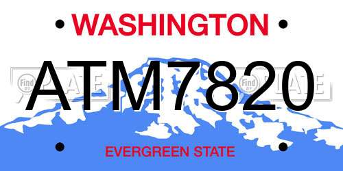 ATM7820 Washington License Plate