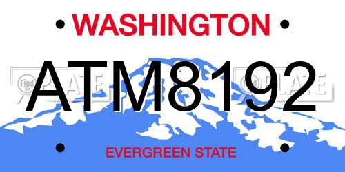 ATM8192 Washington License Plate
