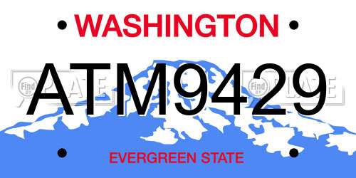 ATM9429 Washington License Plate