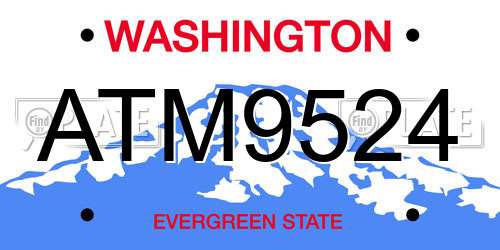 ATM9524 Washington License Plate