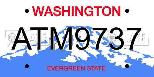 ATM9737 Washington License Plate