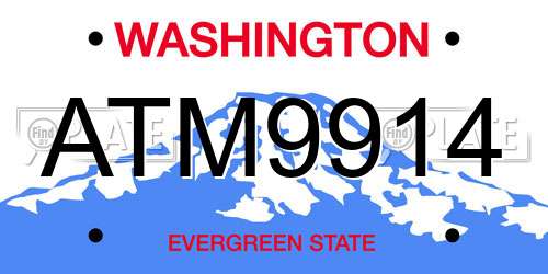 ATM9914 Washington License Plate