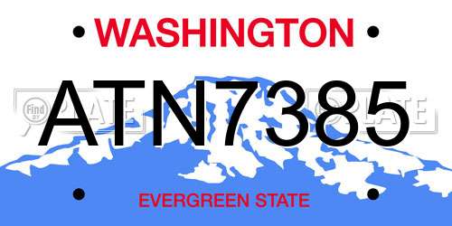 ATN7385 Washington License Plate