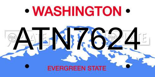 ATN7624 Washington License Plate