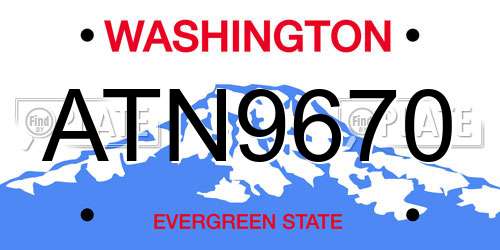 ATN9670 Washington License Plate