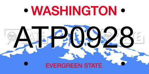 ATP0928 Washington License Plate