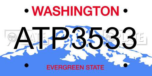 ATP3533 Washington License Plate