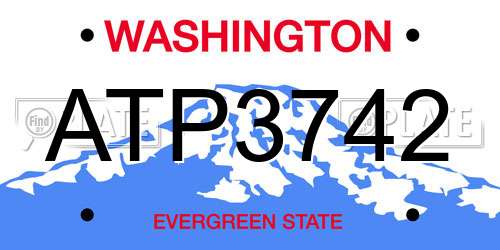ATP3742 Washington License Plate