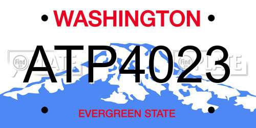 ATP4023 Washington License Plate