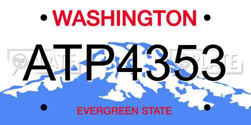 ATP4353 Washington License Plate