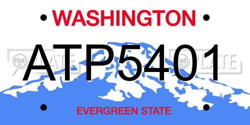 ATP5401 Washington License Plate