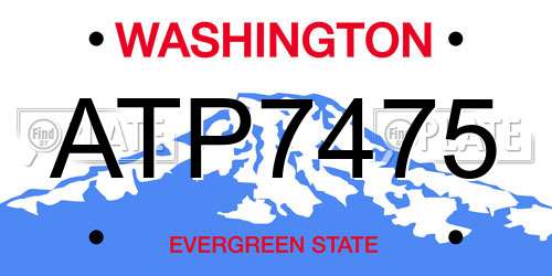 ATP7475 Washington License Plate
