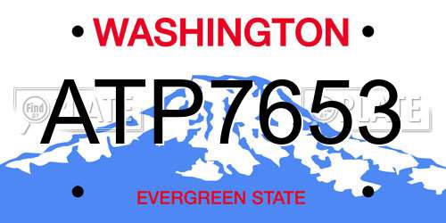 ATP7653 Washington License Plate