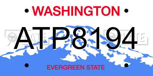 ATP8194 Washington License Plate