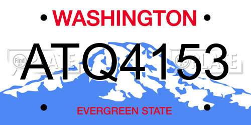 ATQ4153 Washington License Plate