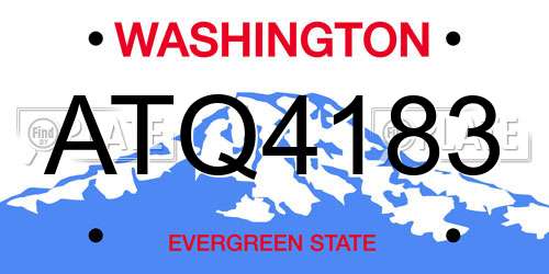 ATQ4183 Washington License Plate