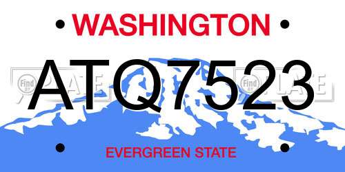 ATQ7523 Washington License Plate
