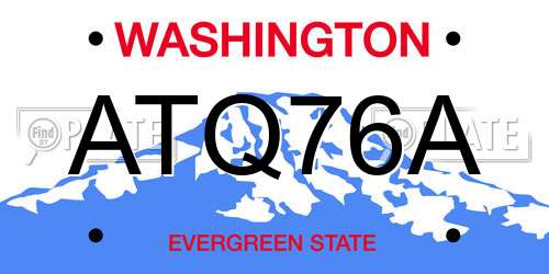 ATQ76A Washington License Plate