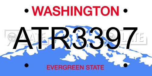 ATR3397 Washington License Plate