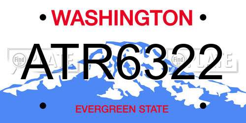 ATR6322 Washington License Plate