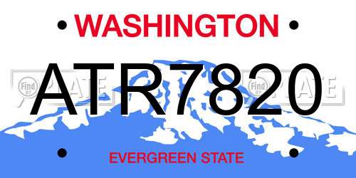 ATR7820 Washington License Plate