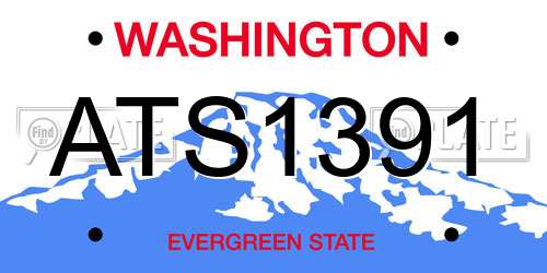 ATS1391 Washington License Plate