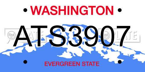 ATS3907 Washington License Plate