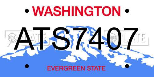 ATS7407 Washington License Plate