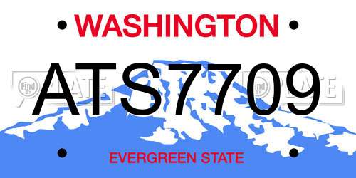 ATS7709 Washington License Plate