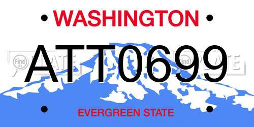 ATT0699 Washington License Plate