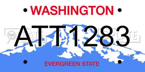 ATT1283 Washington License Plate