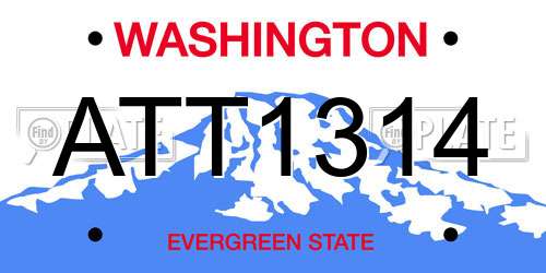 ATT1314 Washington License Plate