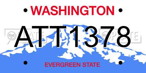 ATT1378 Washington License Plate