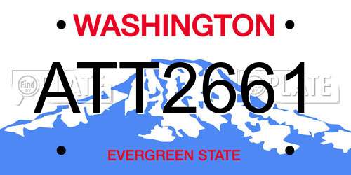 ATT2661 Washington License Plate