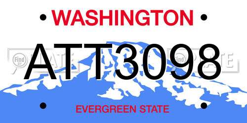 ATT3098 Washington License Plate