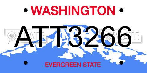ATT3266 Washington License Plate