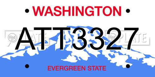 ATT3327 Washington License Plate