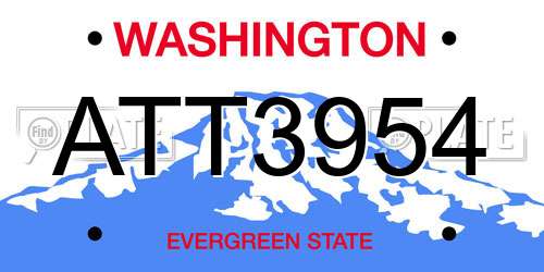 ATT3954 Washington License Plate