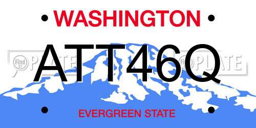 ATT46Q Washington License Plate